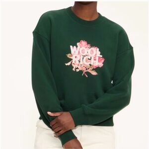 NWT Target Woolrich Forest Green Floral Embroidered Sweatshirt